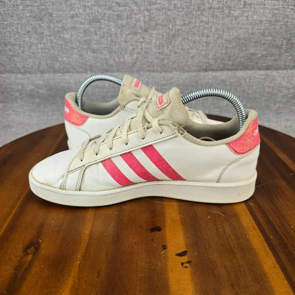 Adidas Grand Court White Pink Glitter Sneakers‎ EG5136 Womens 5.5 Low Top Shoes